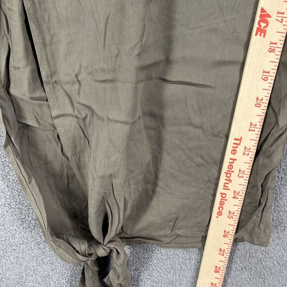 BLOOMCHIC Pants plus 2X 18 20 Green knotted split hem solid pockets pull on - Picture 10 of 16